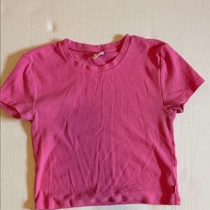 TNA Vibrant Pink Crew Neck Crop Top